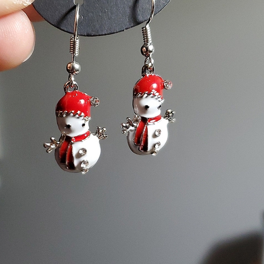 Festive Snowman Earrings for Kids
